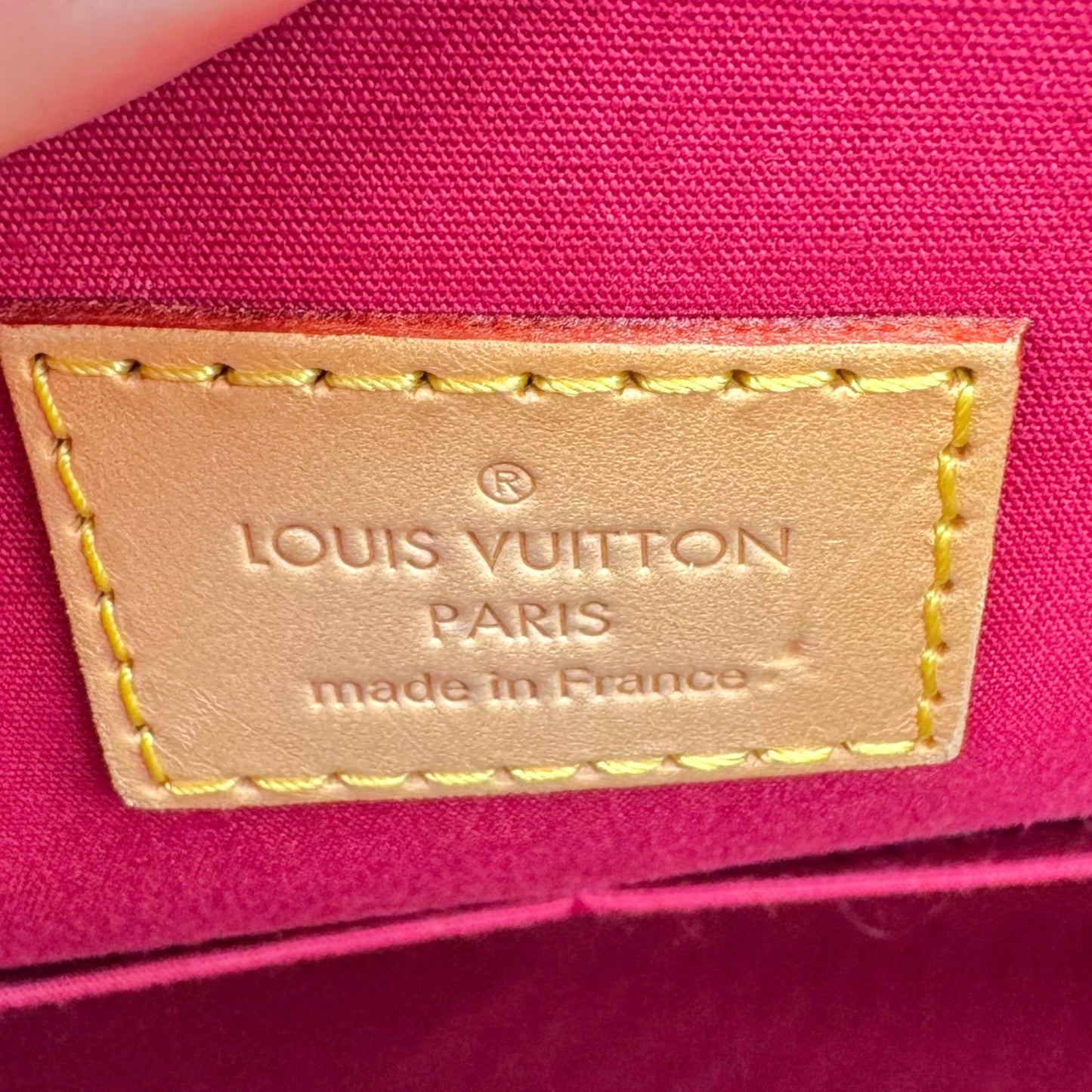 Louis Vuitton Red Veris Patent Monogram Alma PM Bag - Outfit Repeater