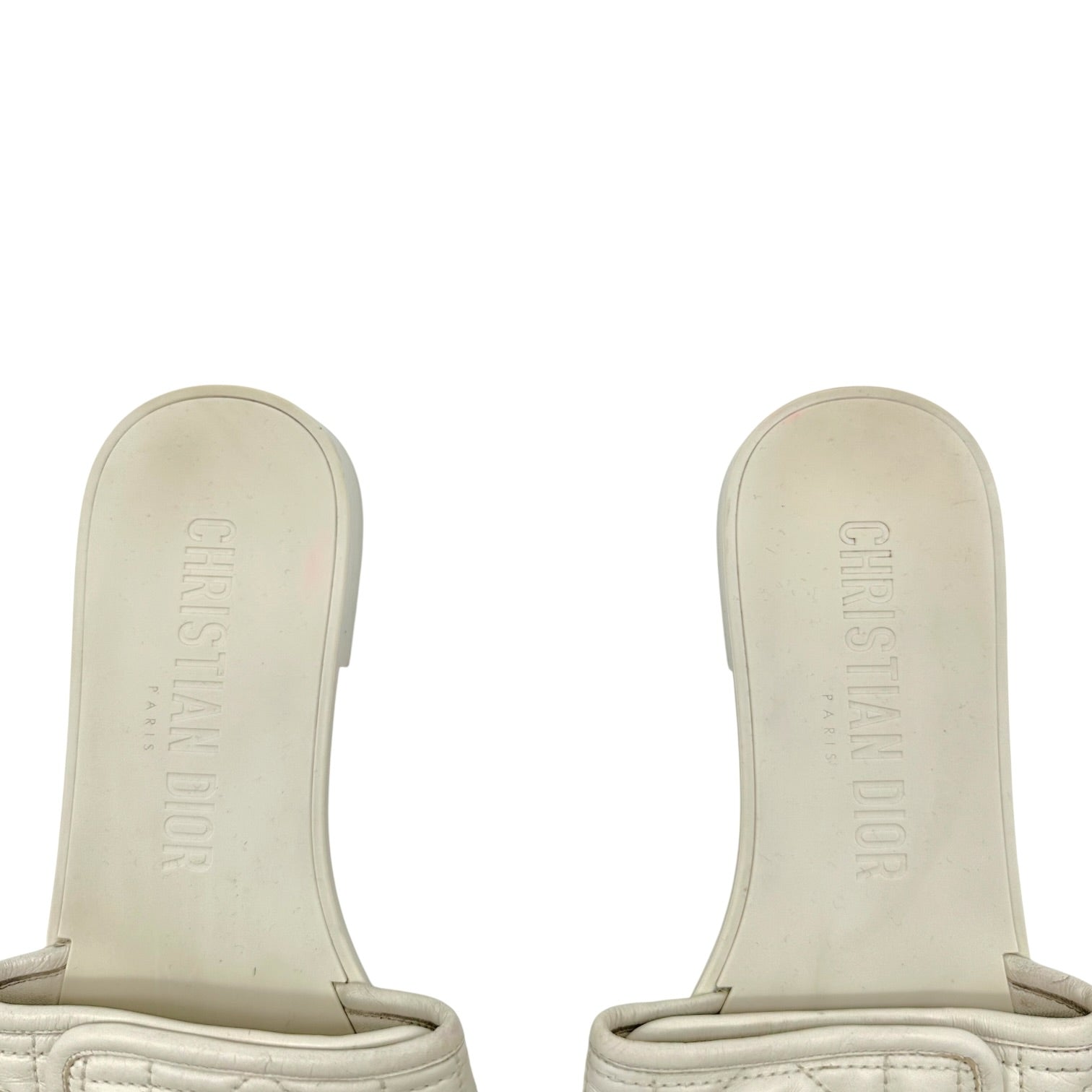Christian Dior Ivory Cannage Leather Flat Slide Sandals