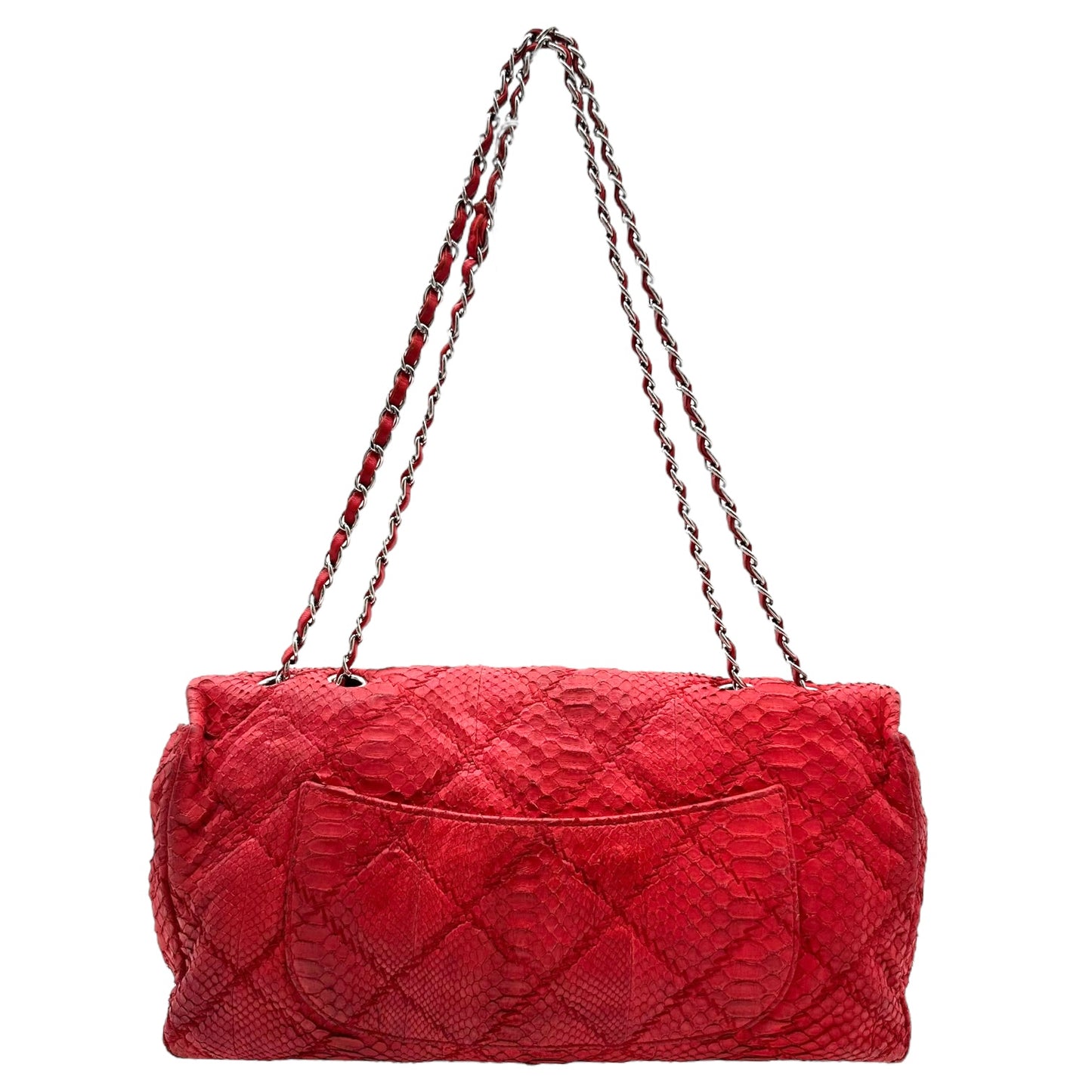 Chanel Cherry Red Python East-West Flap Bag