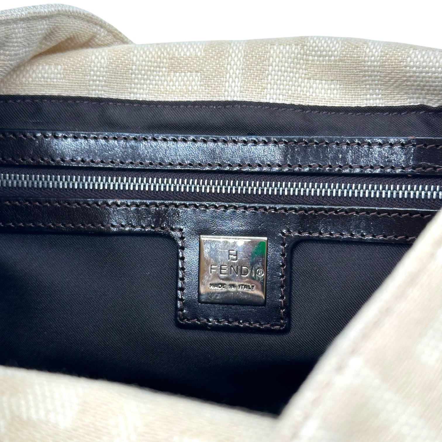 Fendi Ivory Zucca Monogram Square Baguette Shoulder Bag - Outfit Repeater