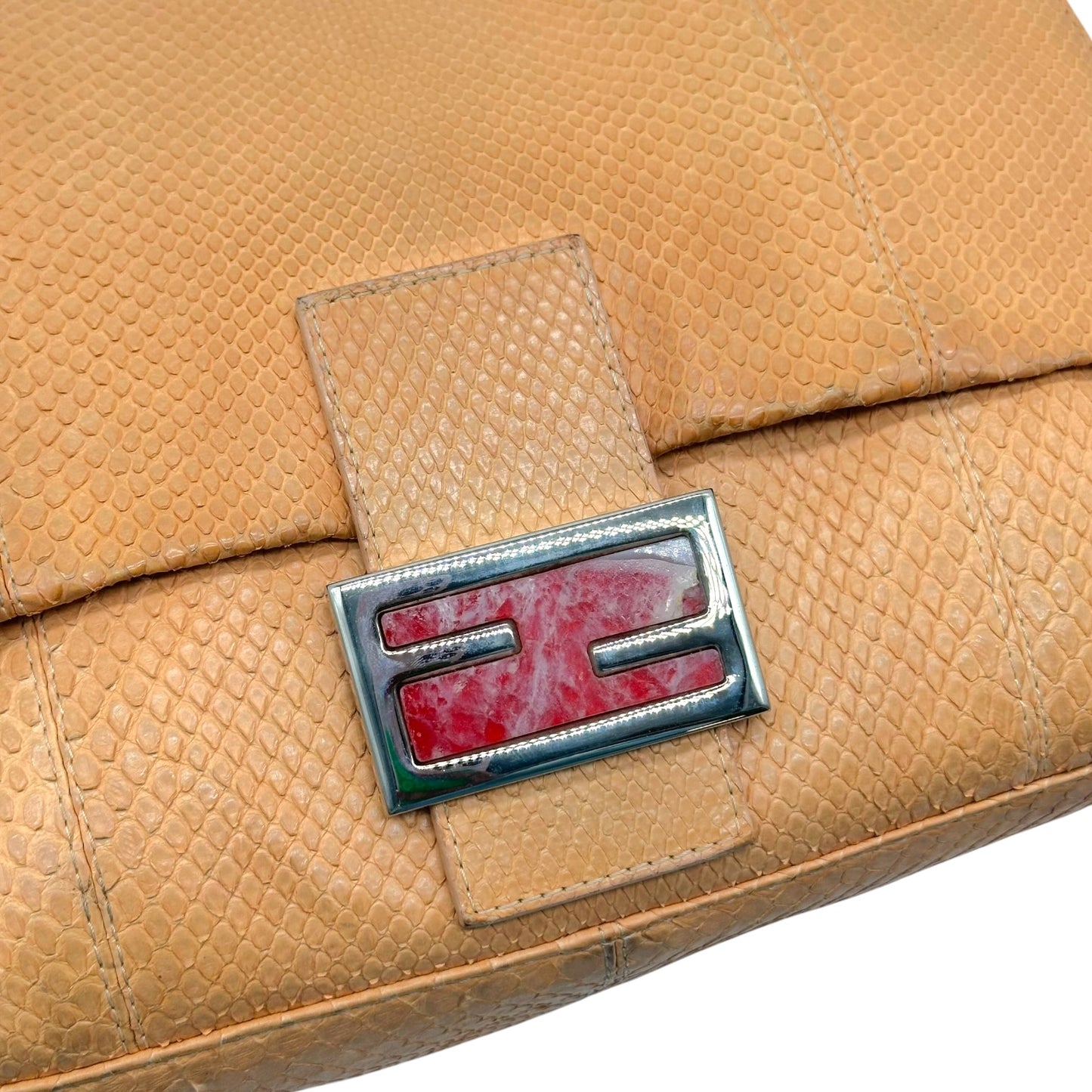 Fendi Salmon Pink Python & Marble Stone Mama Baguette Bag