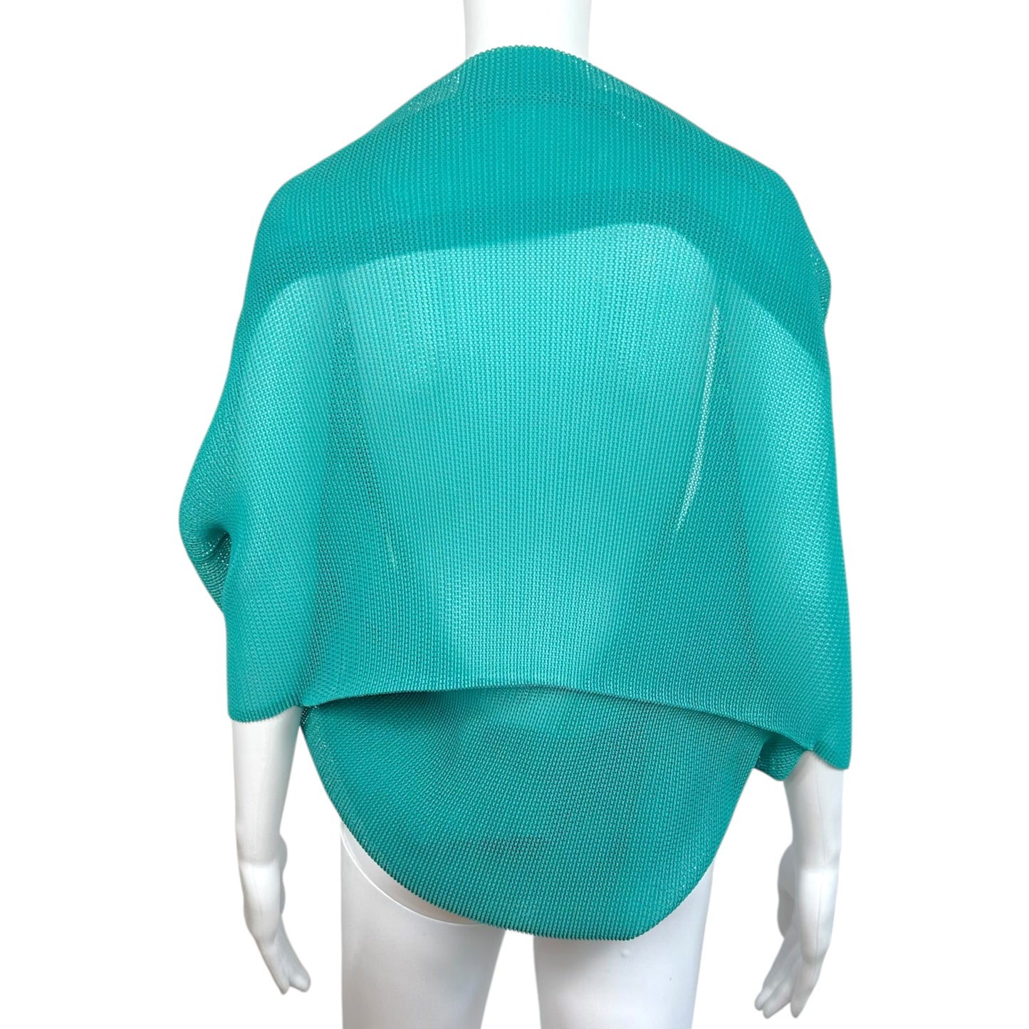 Issey Miyake Pleats Please Turquoise Perforated Pleated Shrug Cardigan