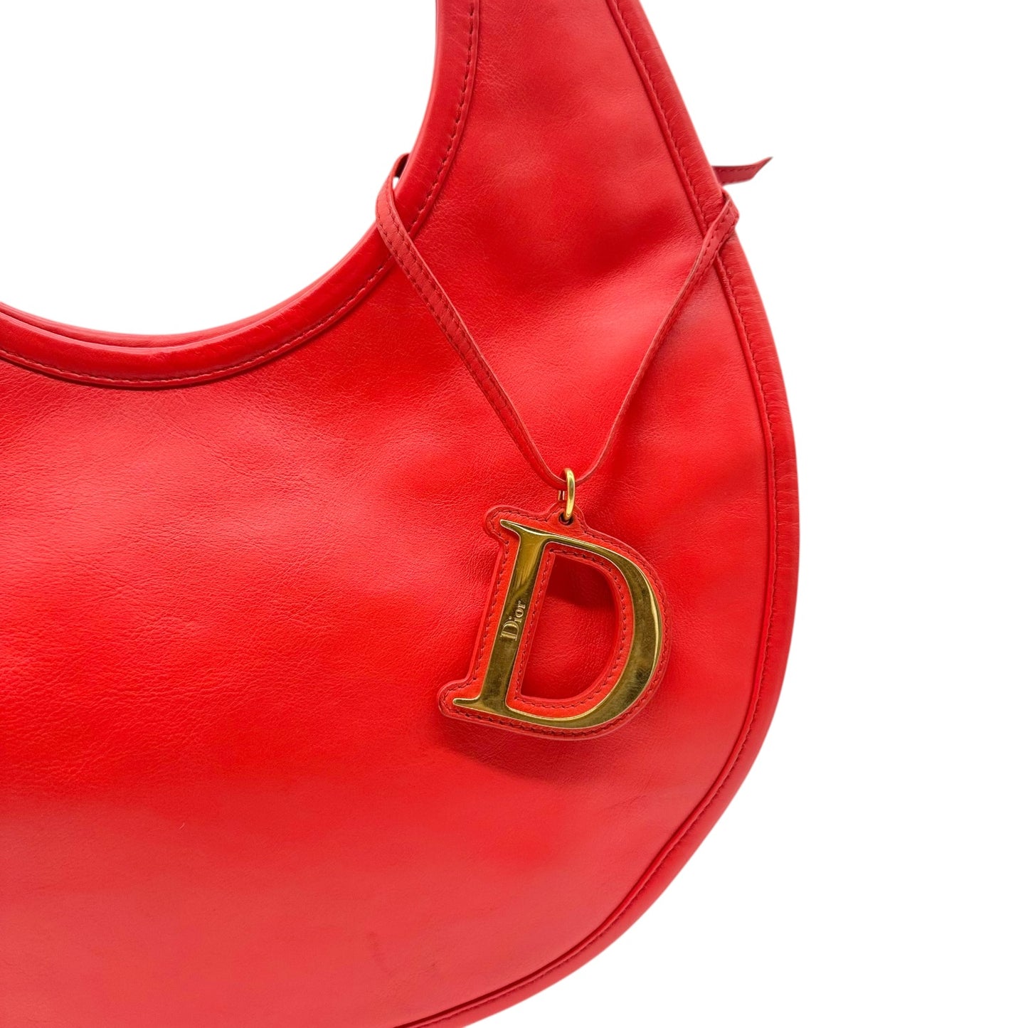Christian Dior Bright Orange Leather Hobo Bag