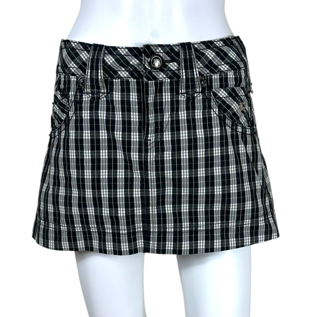 Burberry Black Plaid Mini Skirt No Pleat