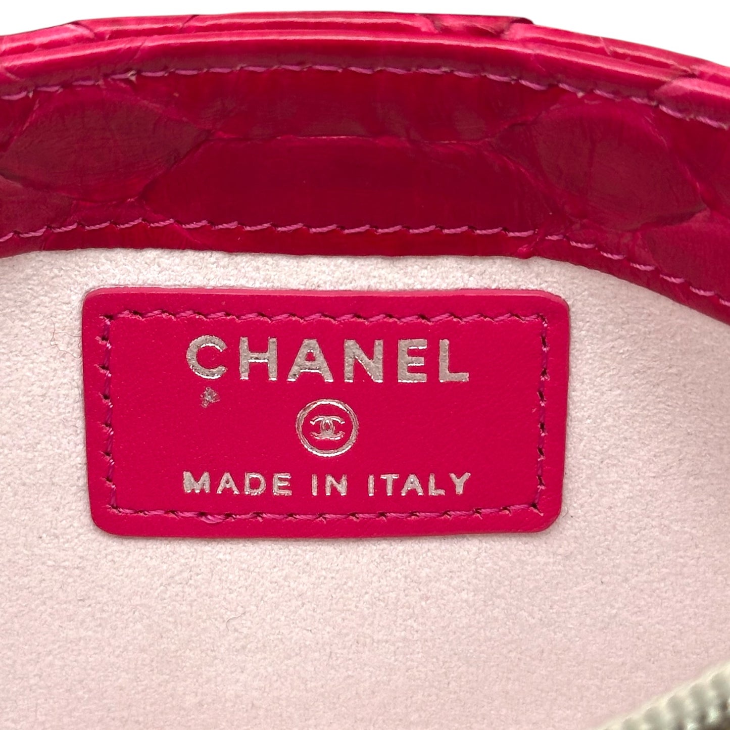 Chanel Python Crossbody Mini Bag Hot Pink Silver