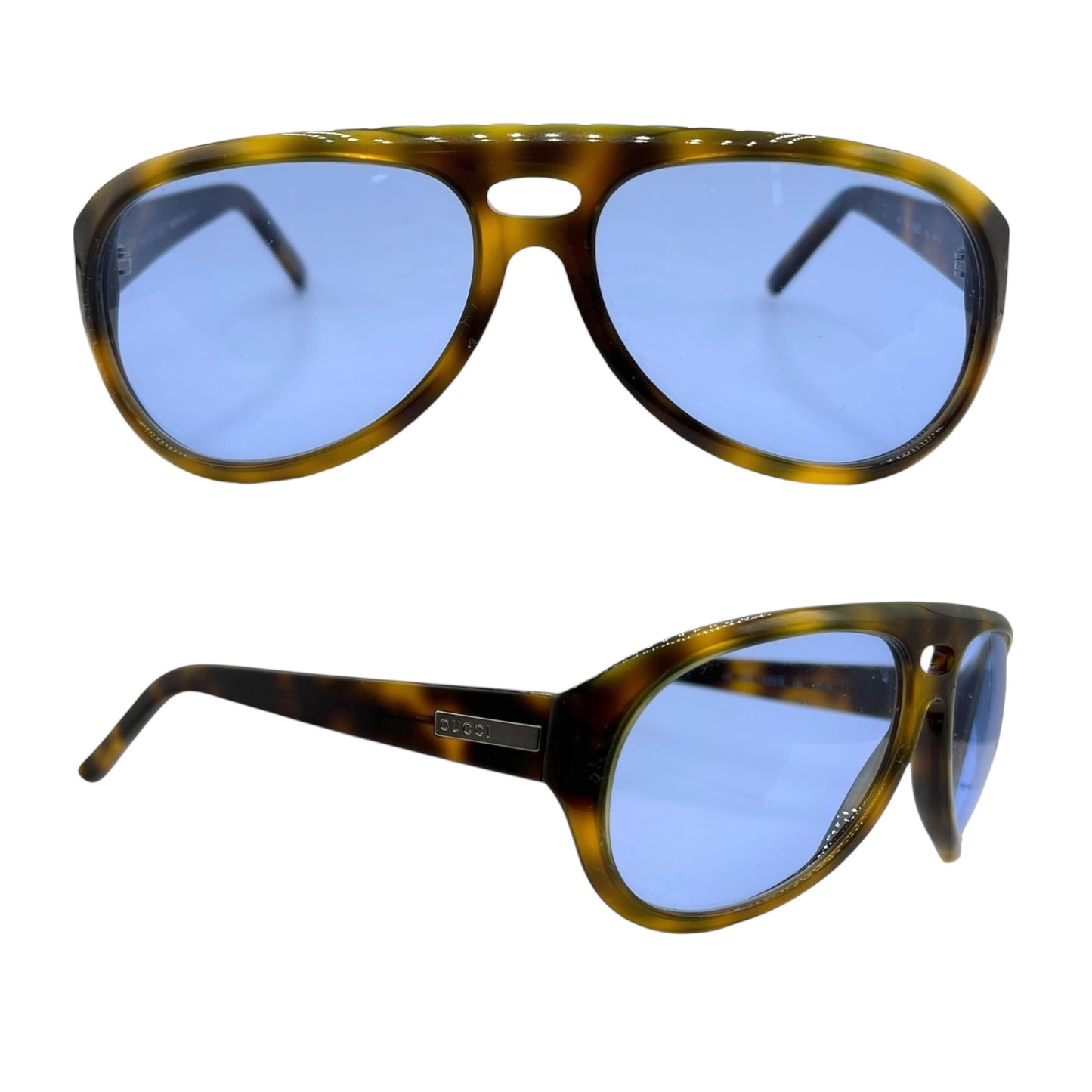 Gucci GG 1422/S Tortoise Blue Lens Aviator Sunglasses