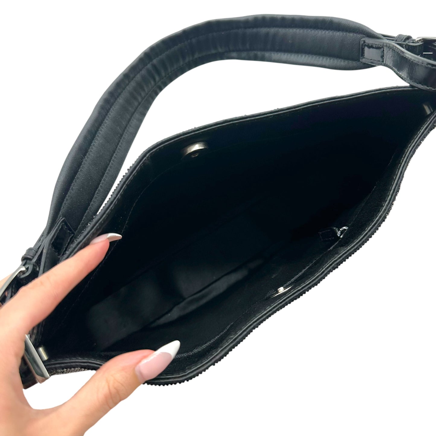Gucci Silk Shoulder Bag Black Glass Beaded 90's Vintage
