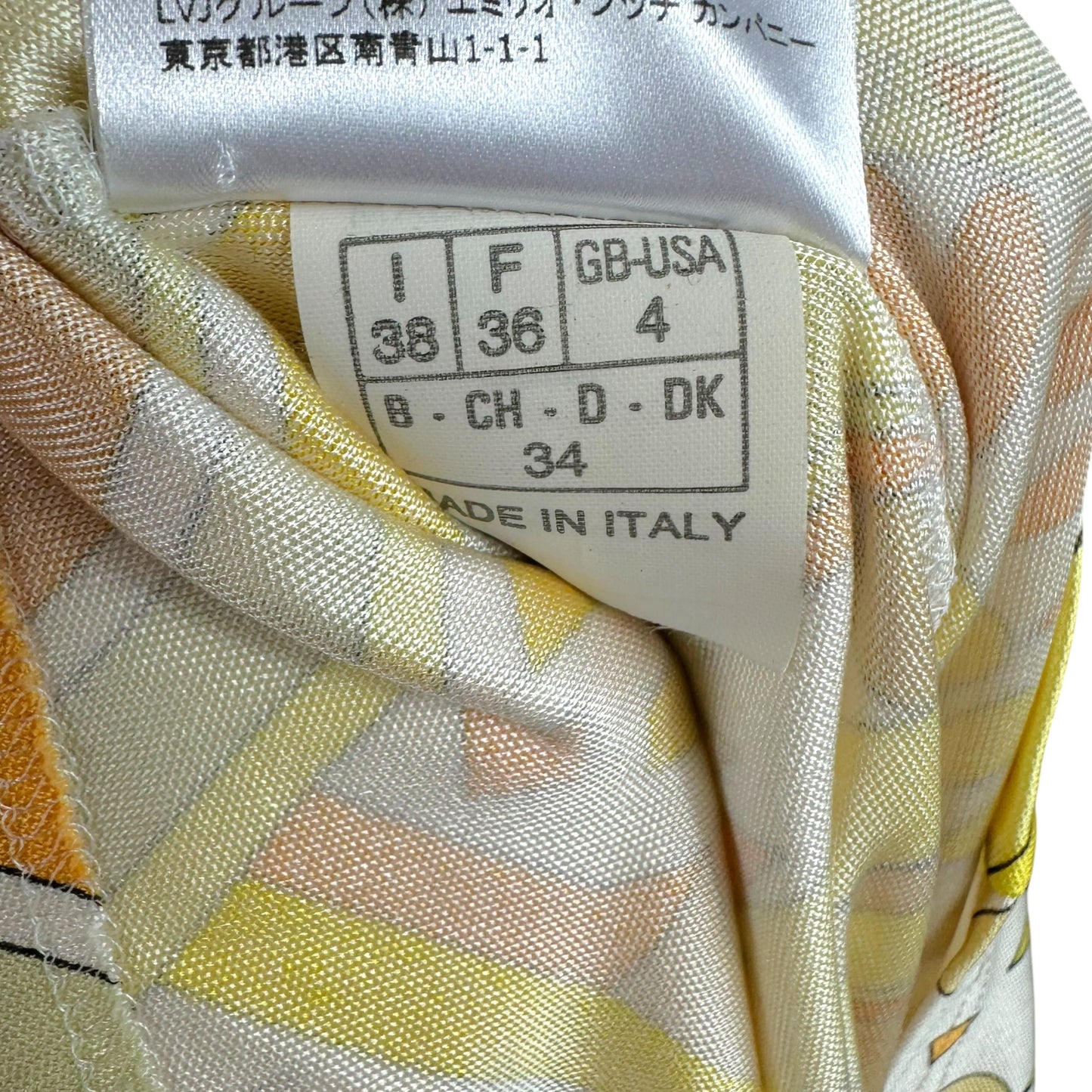Emilio Pucci Yellow Printed Mini Dress Batwing Sleeve