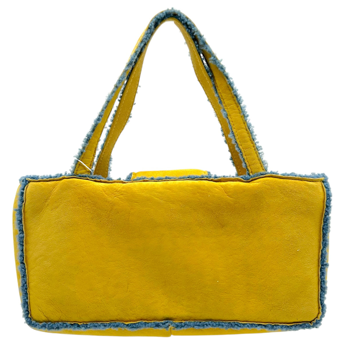Chanel Yellow Blue Shearling Turnlock Handbag 1990s