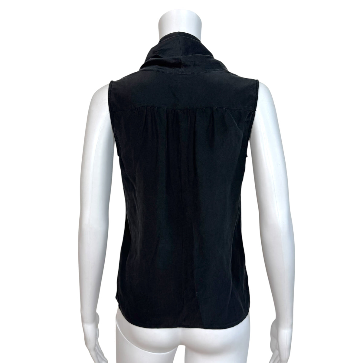 Chanel Black Silk Sleeveless V-Neck Blouse