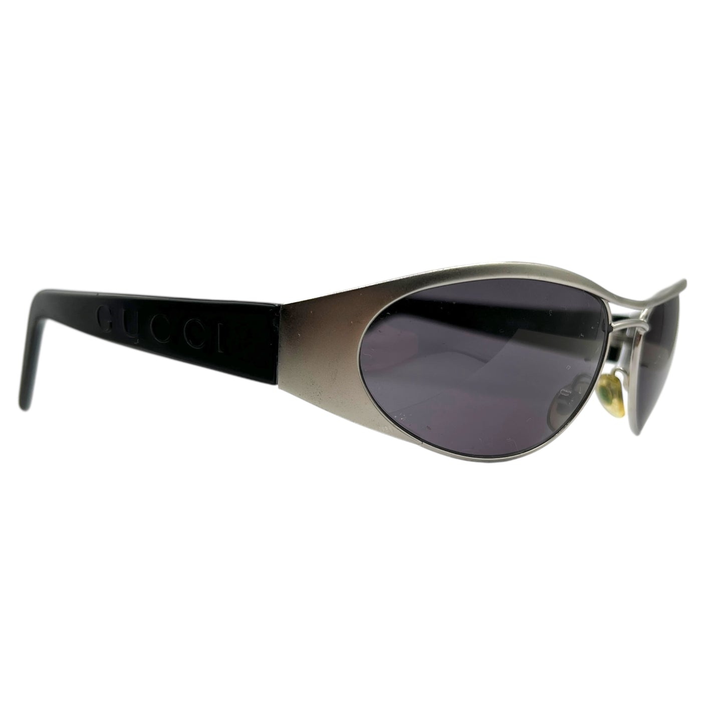 Gucci by Tom Ford Silver & Black GG2381 Oval Aviator Sunglasses