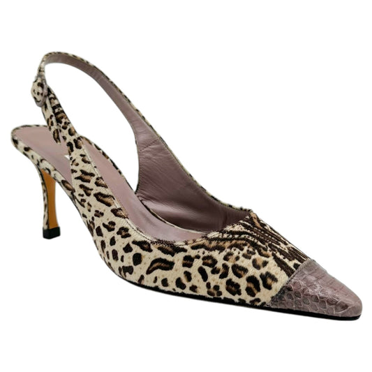 Manolo Blahnik Leopard Print Ponyhair & Snakeskin Slingback Heels