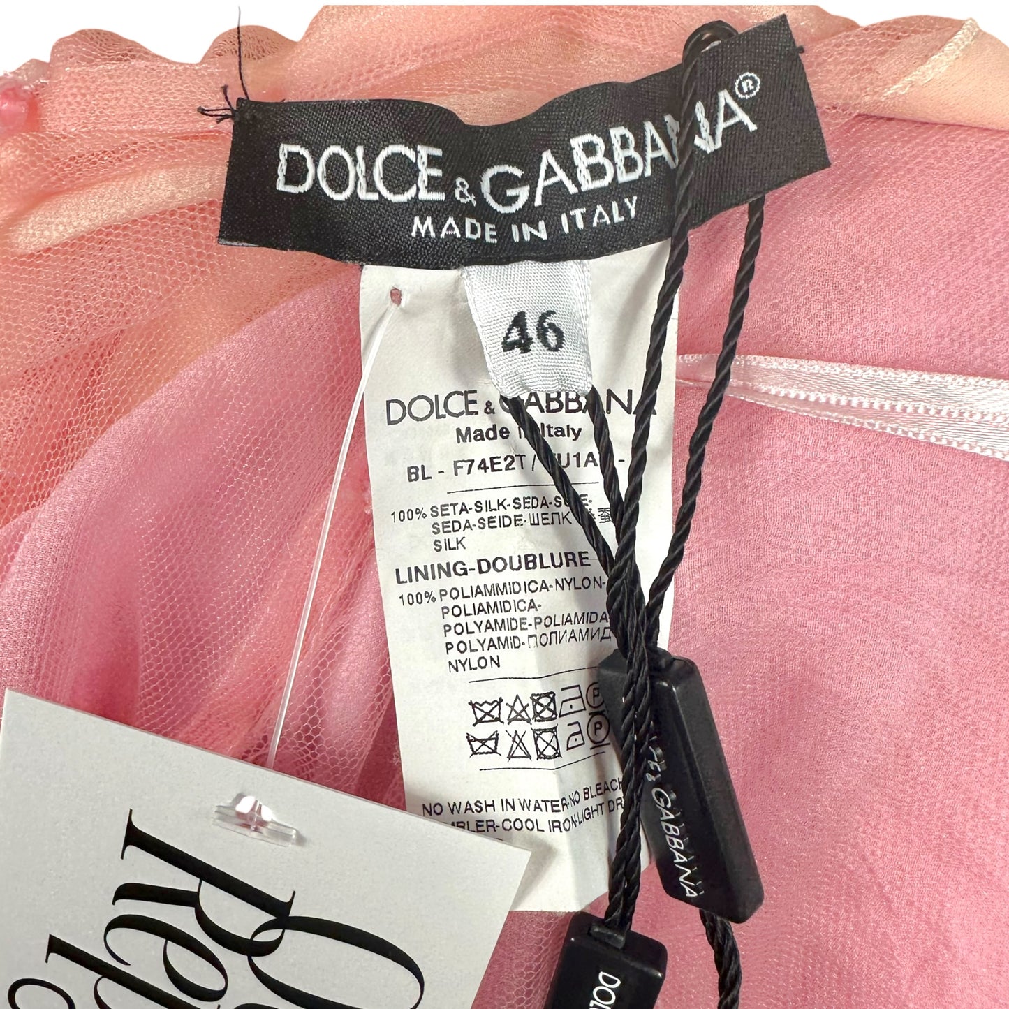 Dolce & Gabbana Pink Ombre Silk Cropped Wrap Blouse NEW