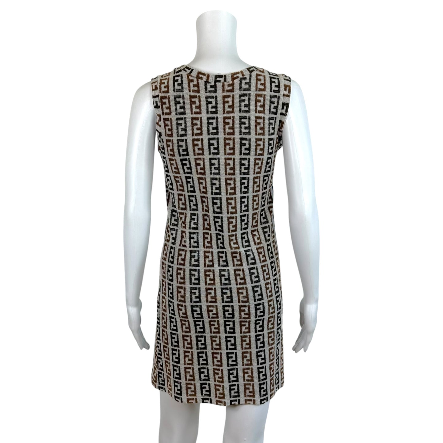 Fendi Mini Dress Gray Brown Zucca Monogram Terry
