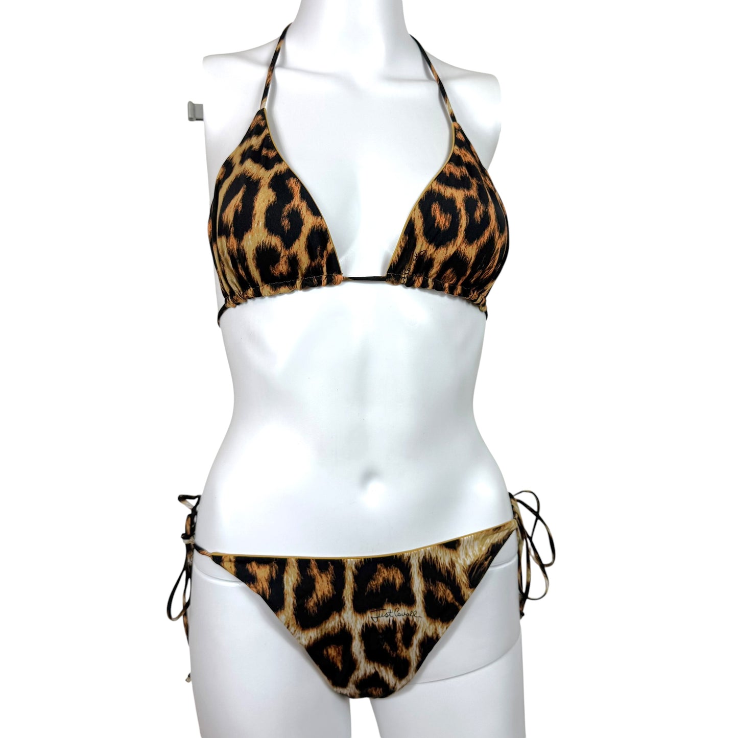 Just Cavalli Roberto Cavalli Leopard Print & Gold Reversible Bikini Set