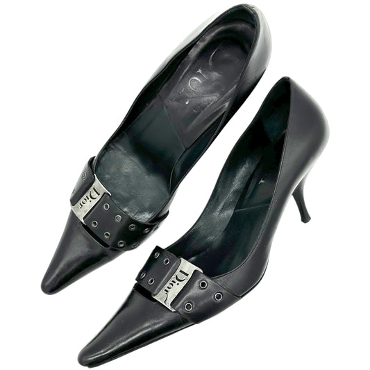 Christian Dior Street Chic Black Leather Pointed Toe Heels - Outfit Repeater