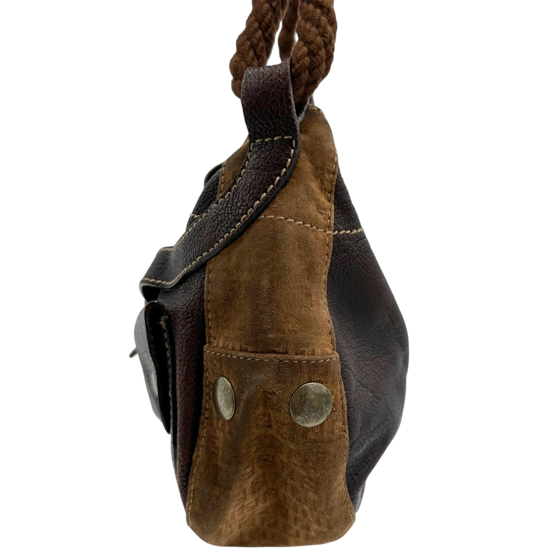 Fendi Brown Leather & Suede Shoulder Bag - Outfit Repeater