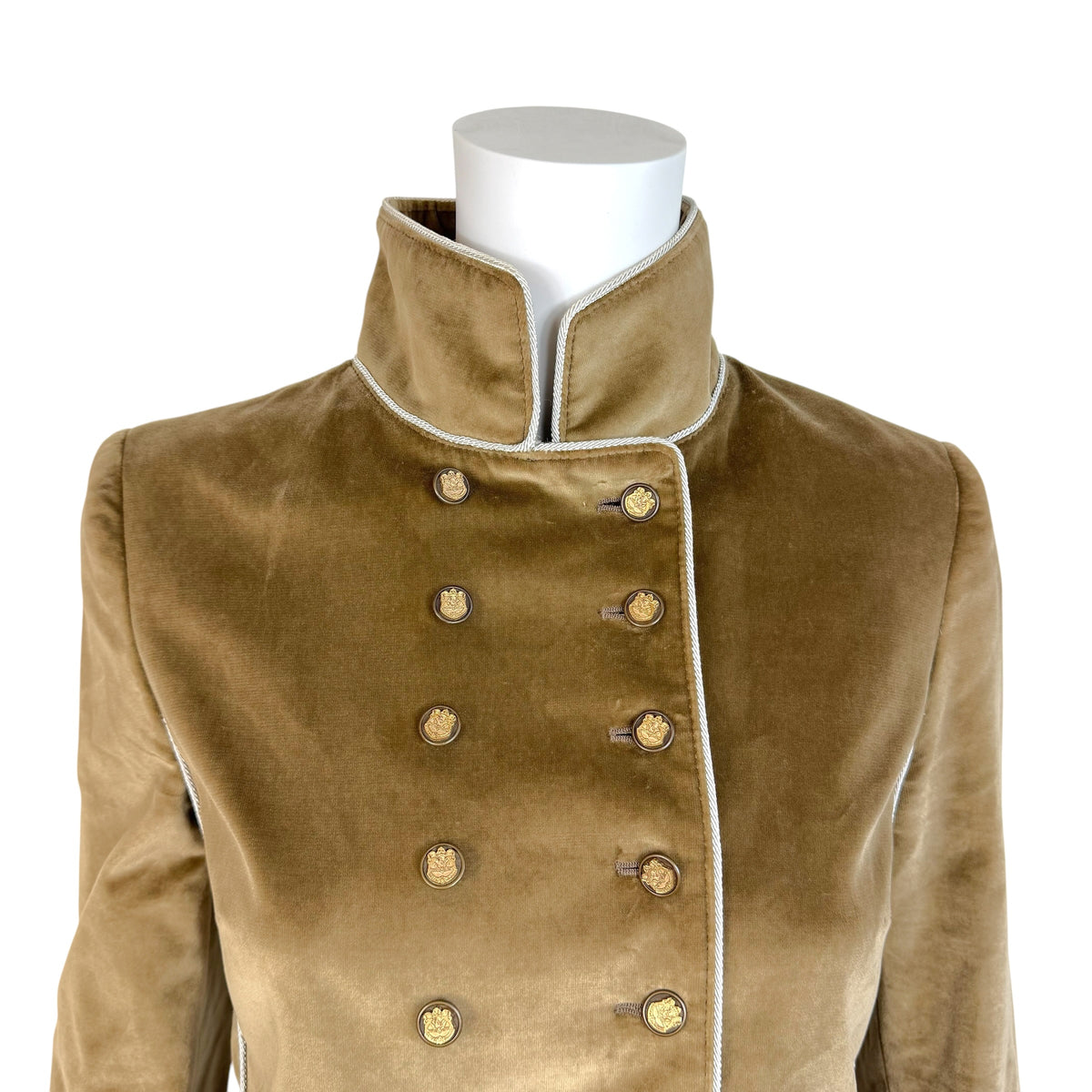 Dolce & Gabbana Khaki Velvet Napoleon Button Front Jacket