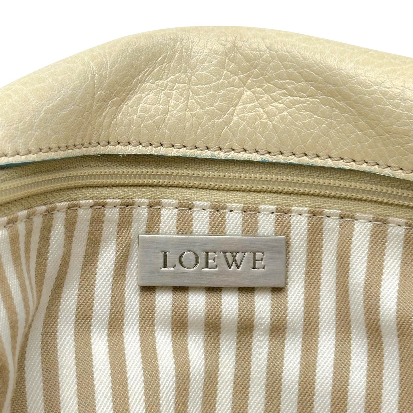Loewe Shoulder Bag Ivory Pink Blue Whipstitch Trim