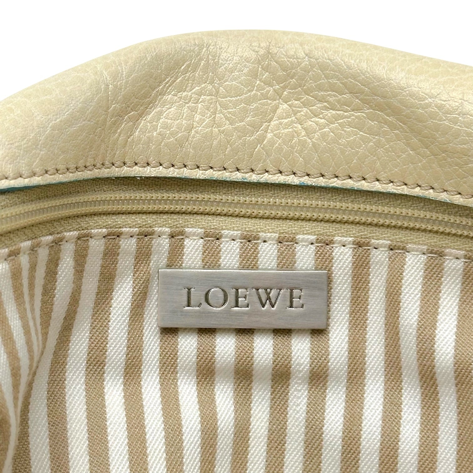 Loewe Shoulder Bag Ivory Pink Blue Whipstitch Trim
