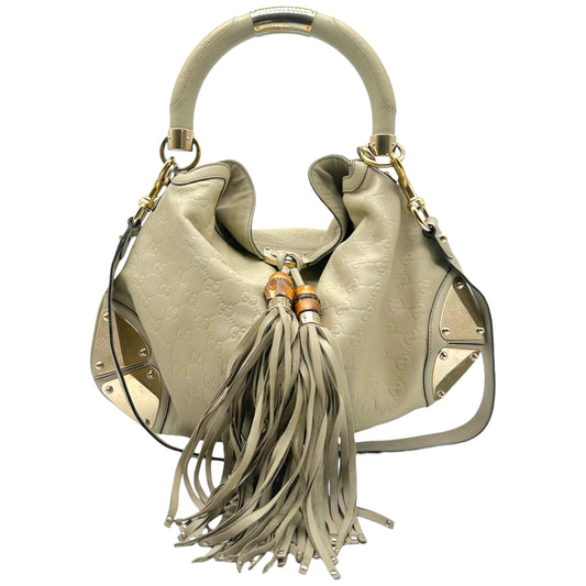 Gucci Light Gray Embossed Monogram Hobo Bag