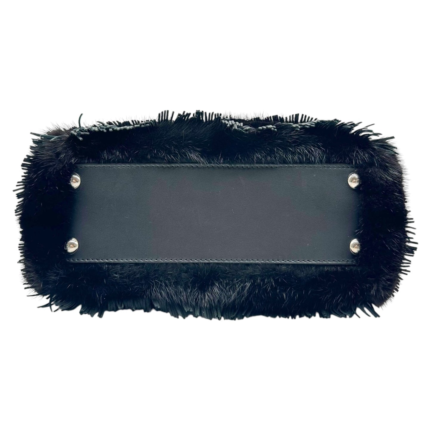 Fendi Mini Peekaboo Bag Black Rabbit Fur Leather Fringe