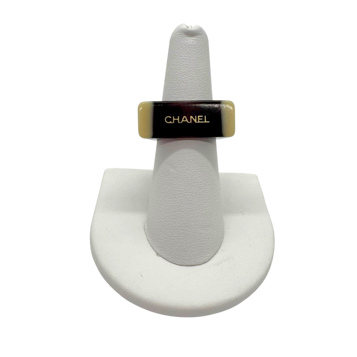Chanel Logo Ring Purple Ivory Plastic Rectangular Design