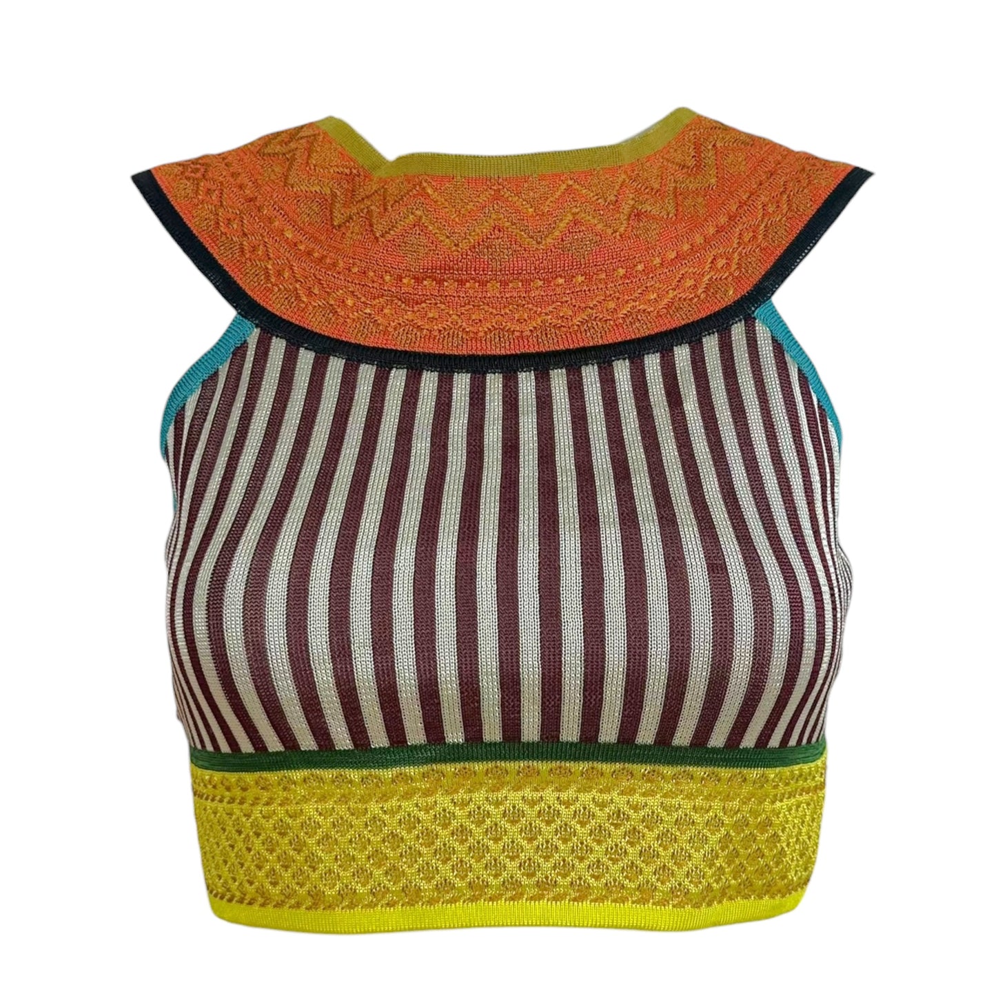Jean Paul Gaultier Multicolor Printed Knit Crop Tank