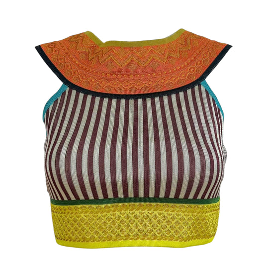 Jean Paul Gaultier Multicolor Printed Knit Crop Tank