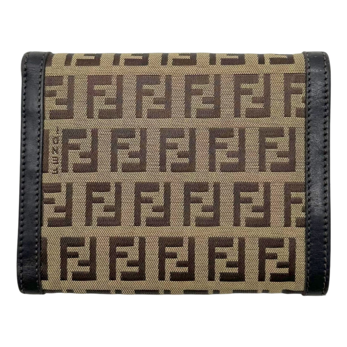 Fendi Tri-Fold Wallet Brown Zucchino Monogram Fabric