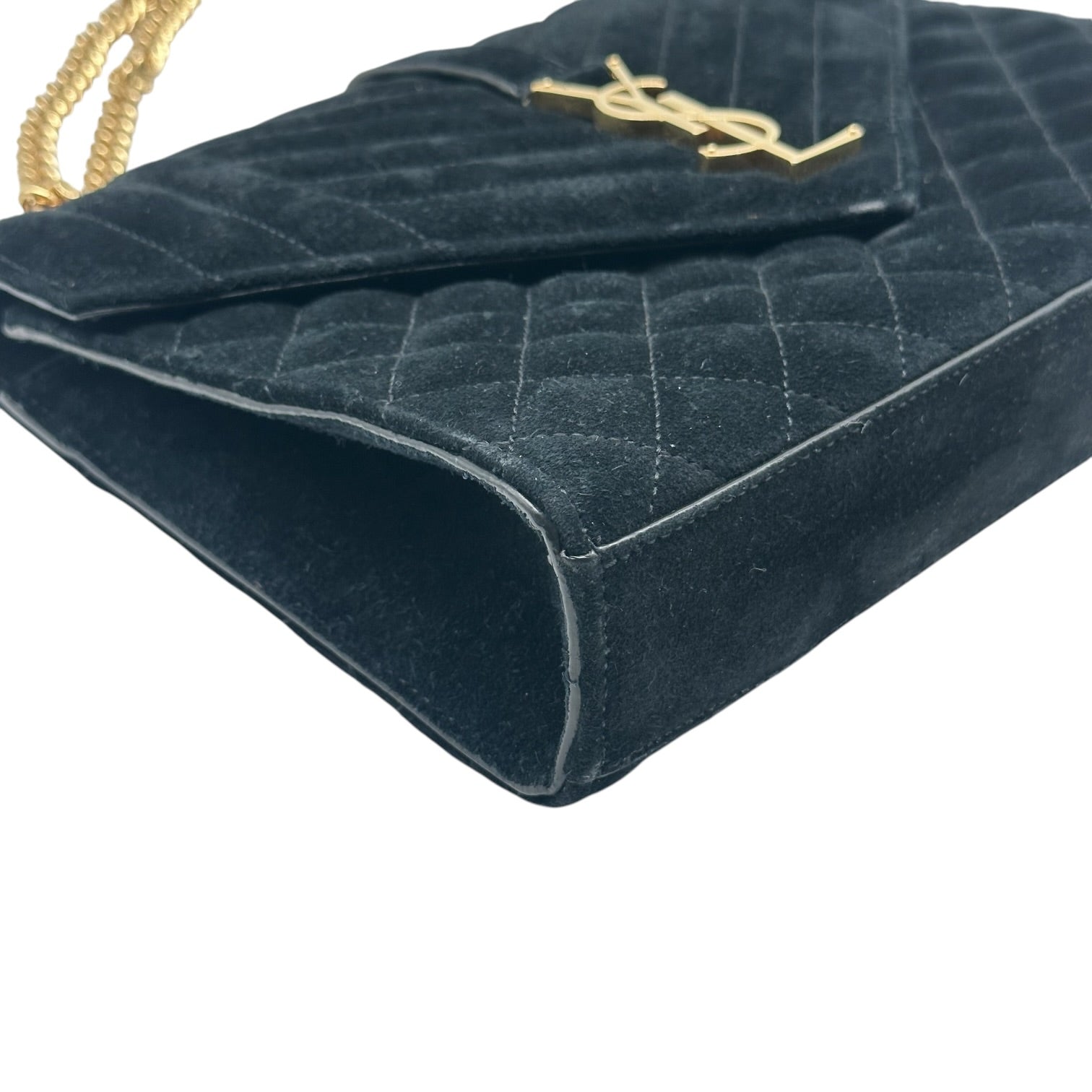 Saint Laurent Black Quilted Suede Shoulder Bag