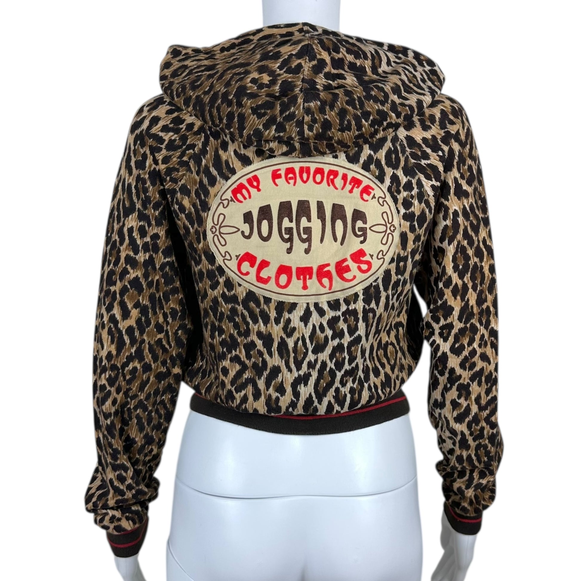 D&G Dolce & Gabbana 'My Favorite Jogging Clothes' Leopard Print Crop Hoodie - Outfit Repeater