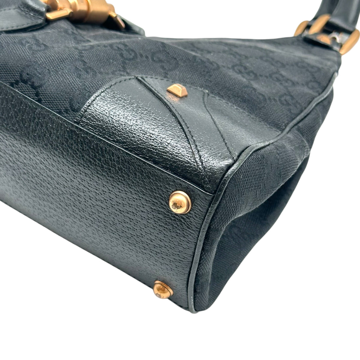 Gucci Black Monogram Shoulder Bag with Rose Gold Hardware