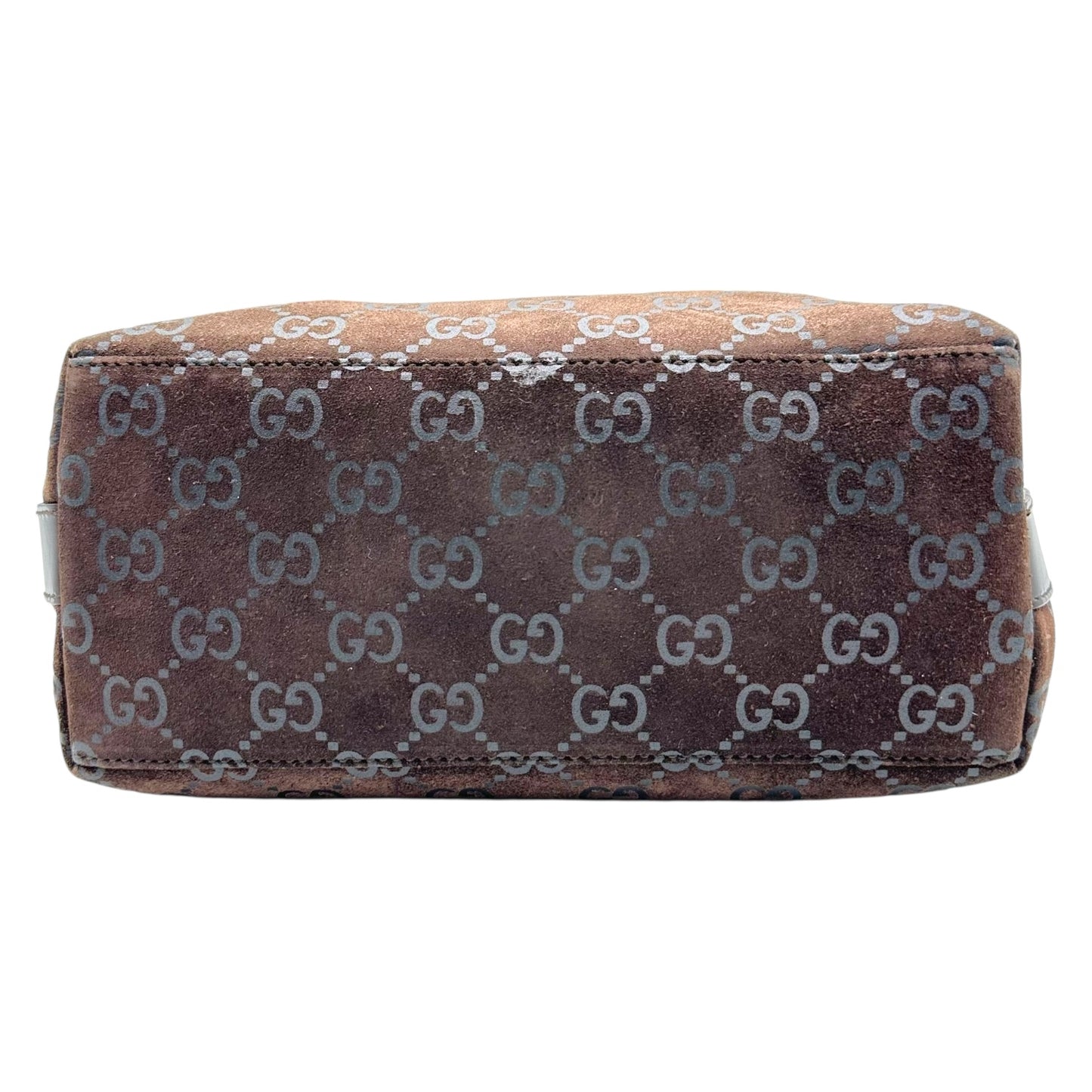 Gucci Brown Suede Monogram Shoulder Bag
