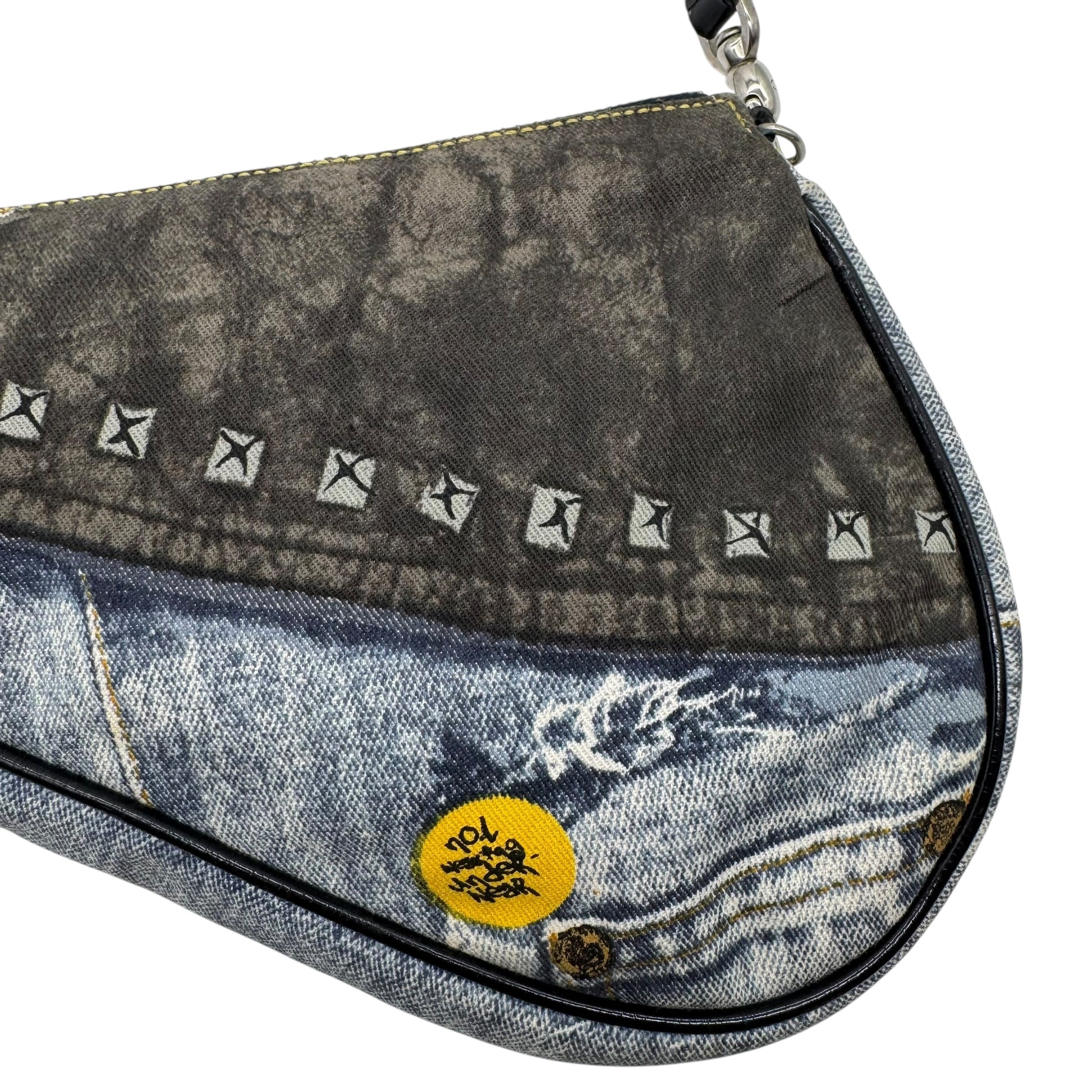 Christian Dior 'Miss Diorella' Denim Printed Mini Saddle Bag - Outfit Repeater
