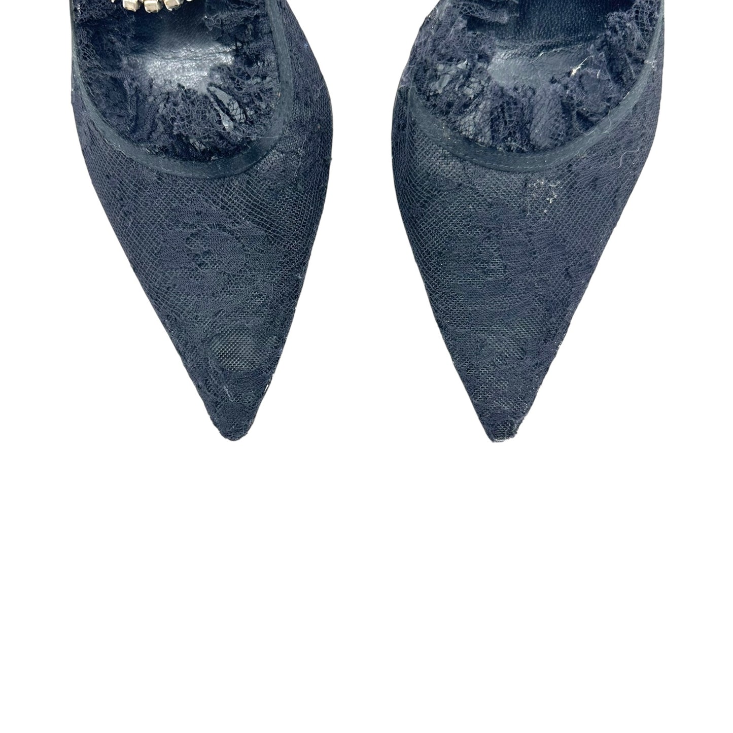 Christian Dior Black Lace & Crystal Pointed Toe Heels
