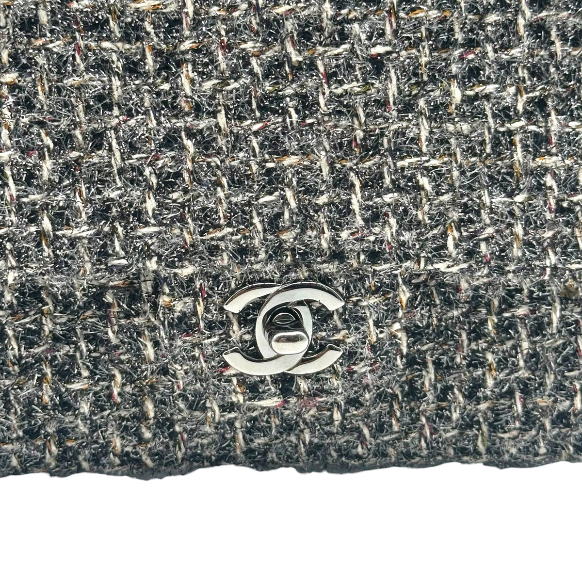 Chanel Medium Classic Flap Bag Dark Gray Metallic Tweed