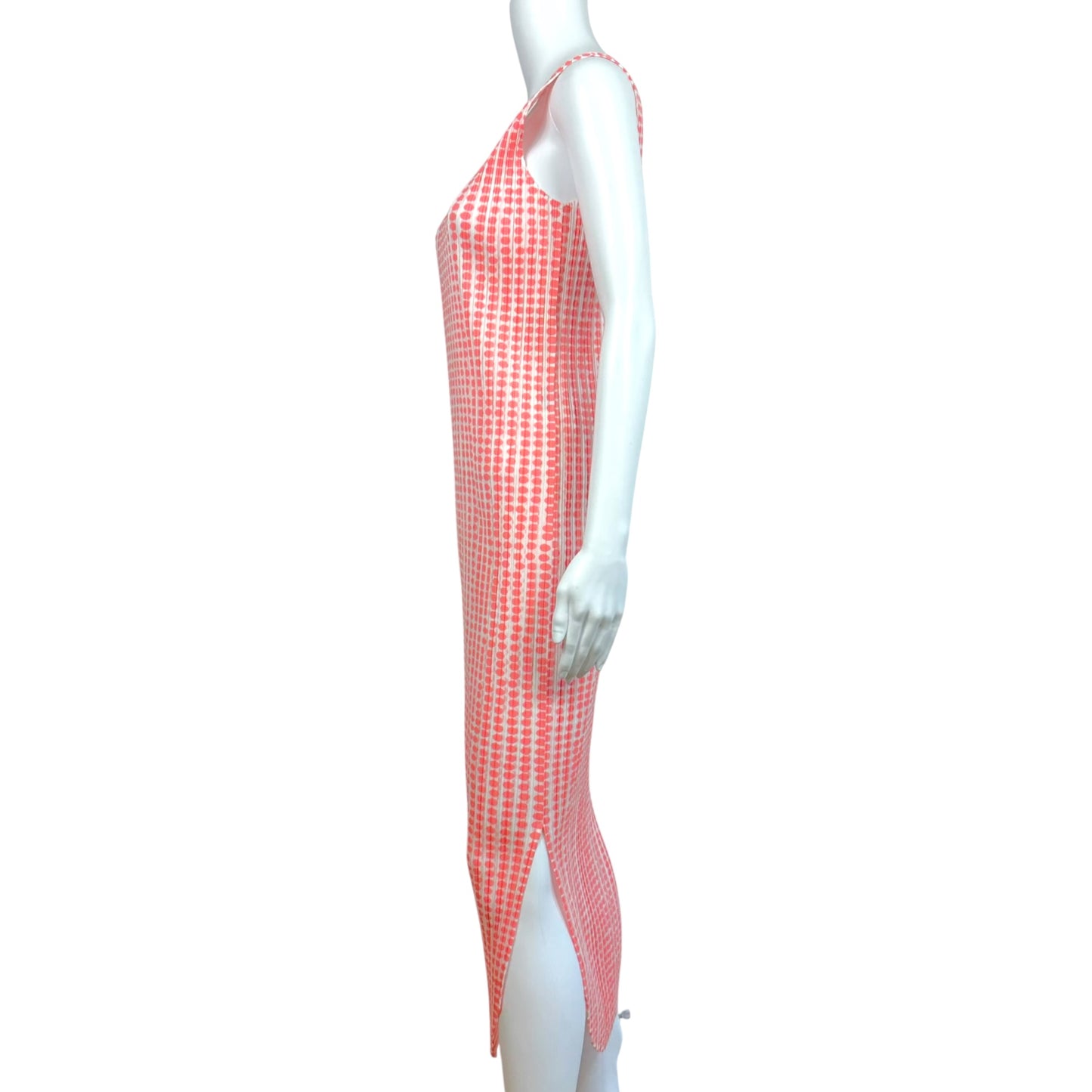 Issey Miyake Pleats Please Pink & White Polka Dot Maxi Dress