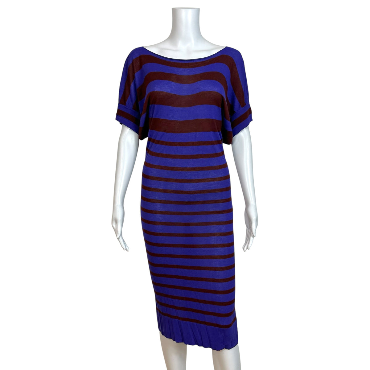 Jean Paul Gautier Purple & Burgundy Striped Open Back Maxi Dress