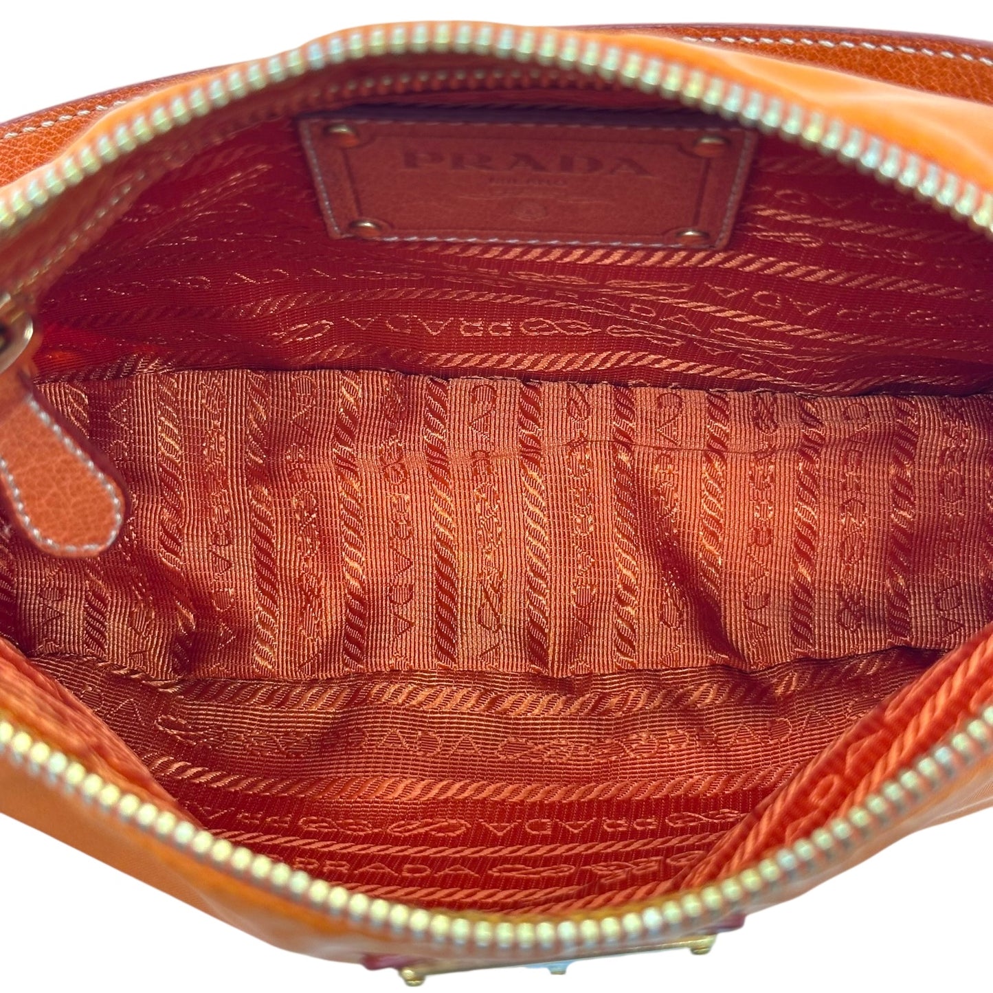 Prada Orange Nylon Fringe Trim Mini Bag - Outfit Repeater
