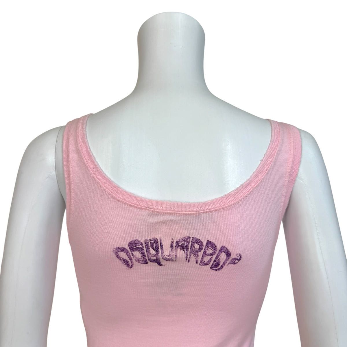 Dsquared2 Pink Totem Pole Logo Print Midi Tank Dress