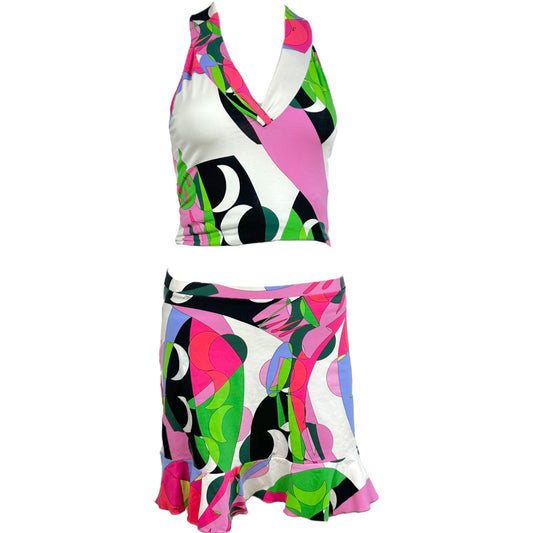 Emilio Pucci Multicolor Printed Mini Skirt & Tank Top Set