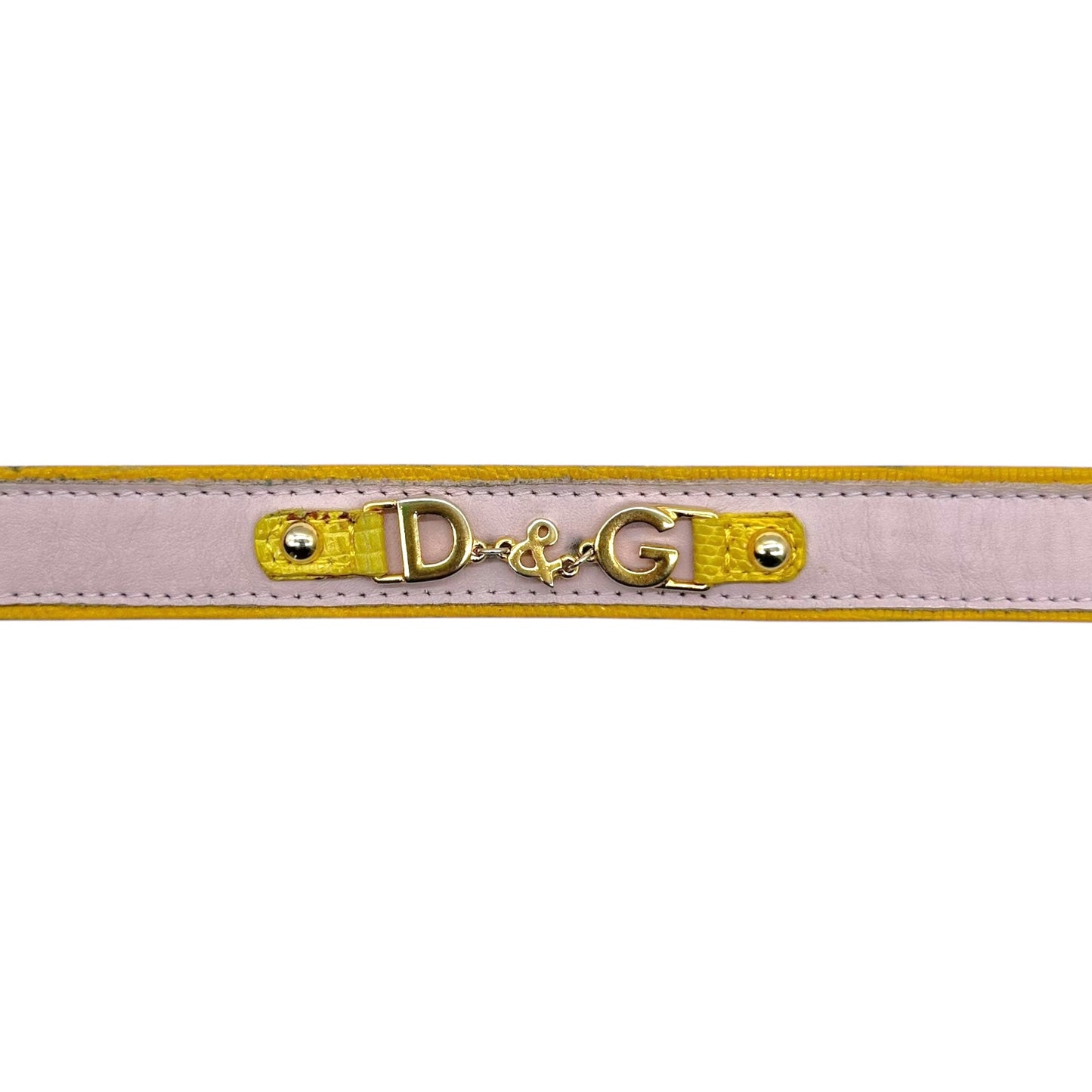 D&G Dolce & Gabbana Purple & Yellow Logo Skinny Belt