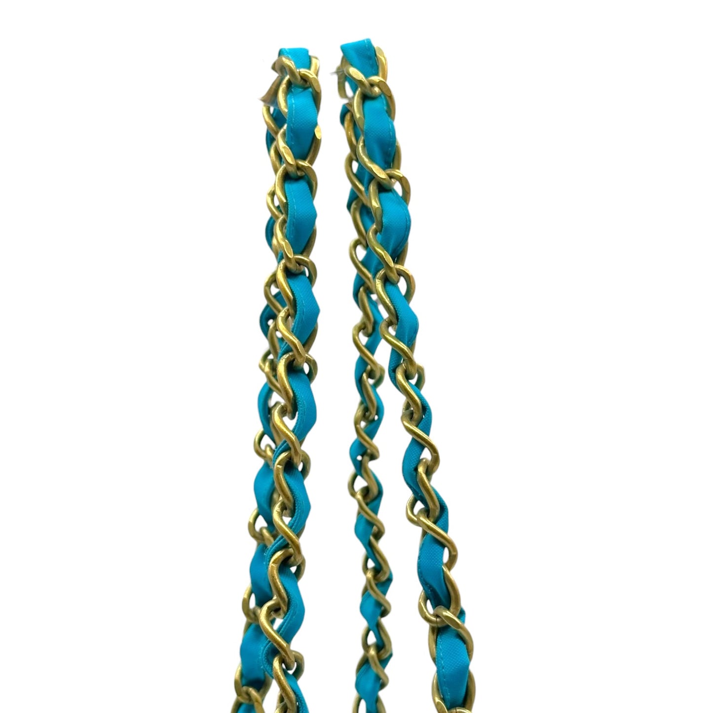 Chanel Bright Turquoise & Gold Matelasse Quilted Nylon Shoulder Bag 1991-94