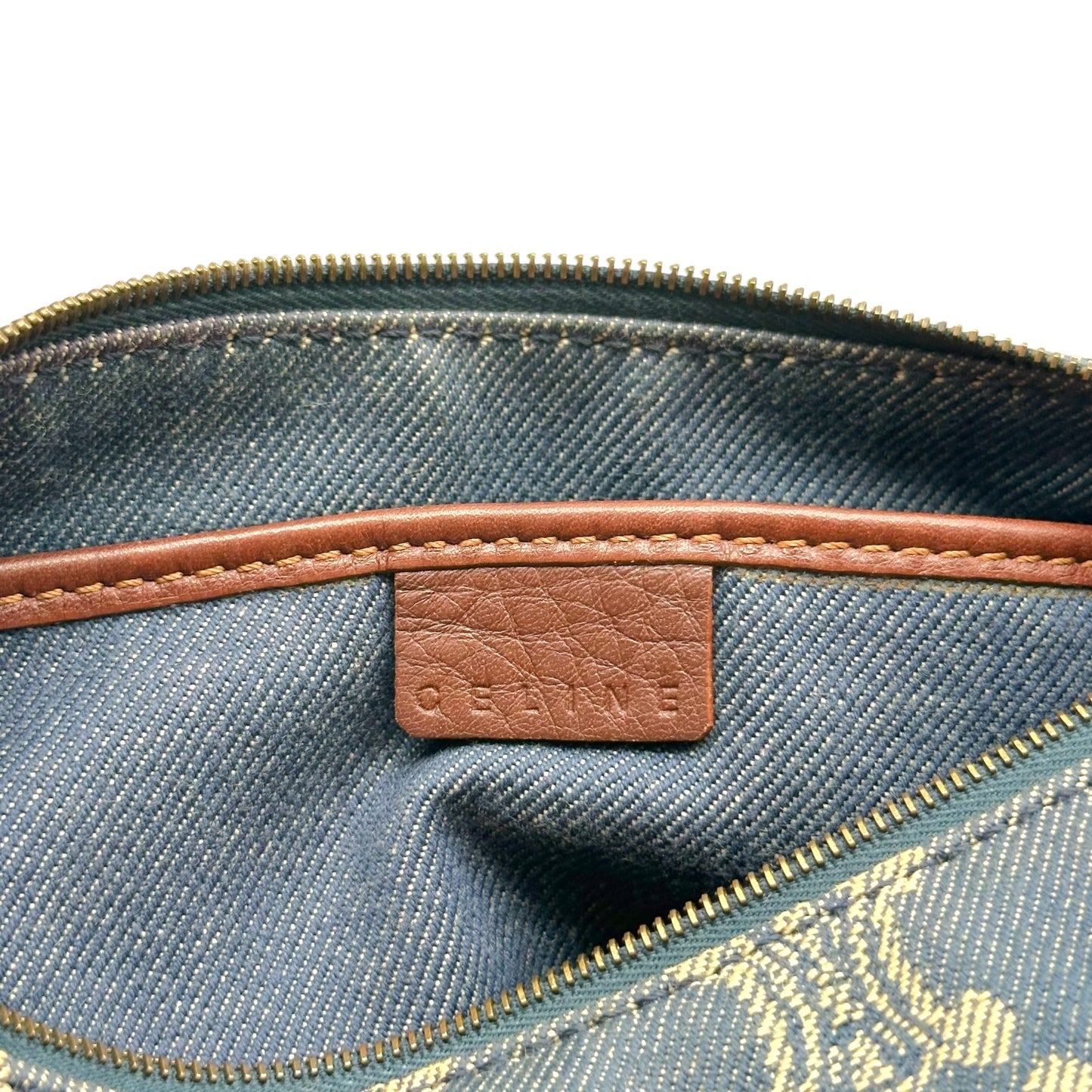 Celine Triomphe Monogram Blue Denim Pochette Bag