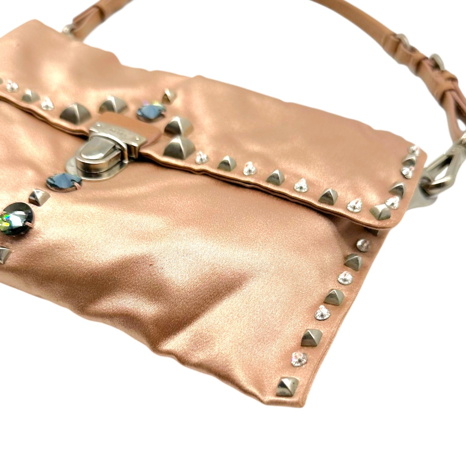 Prada Pink Silk Mini Bag With Studs