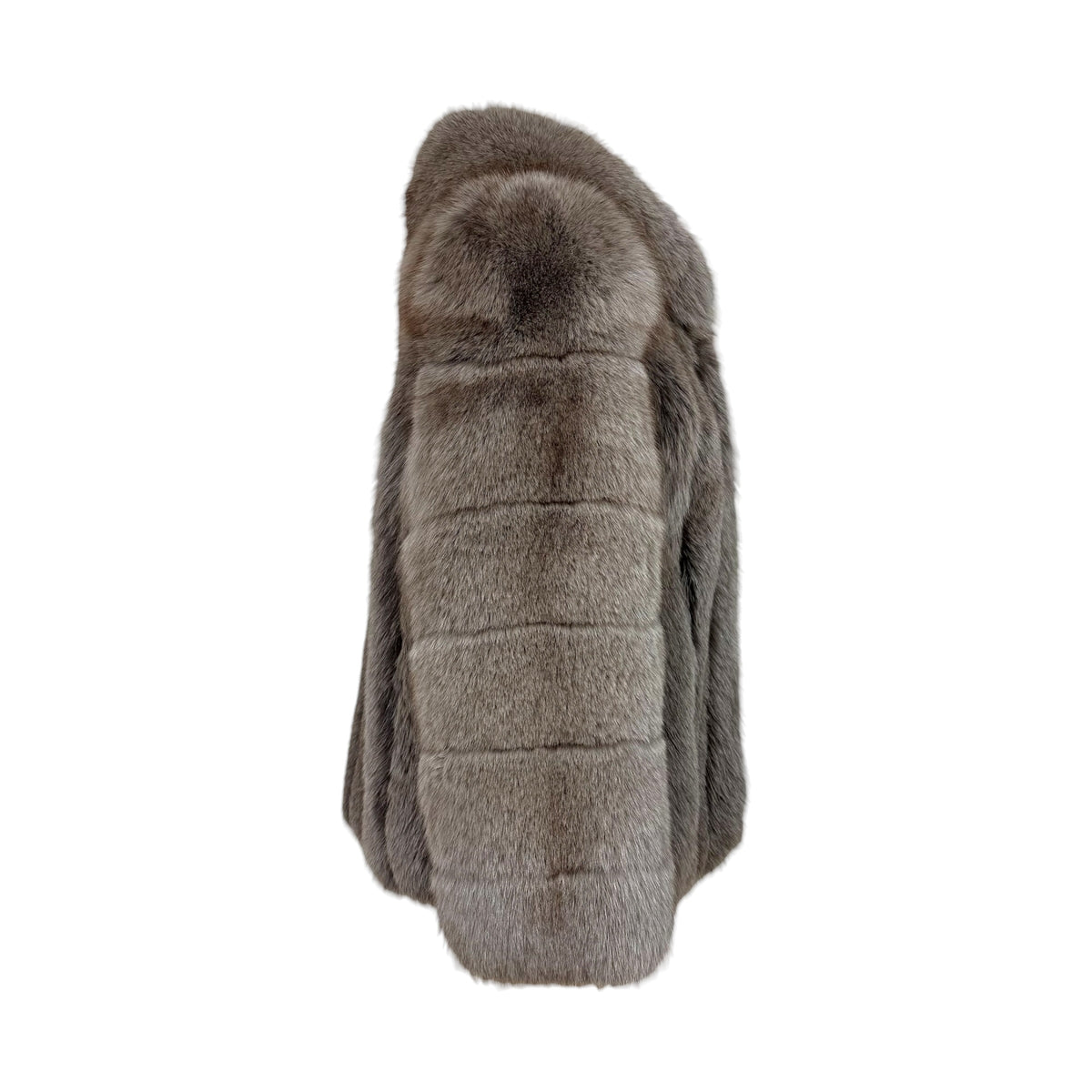 MG Gray Fox Fur Coat with Voluminous Collar