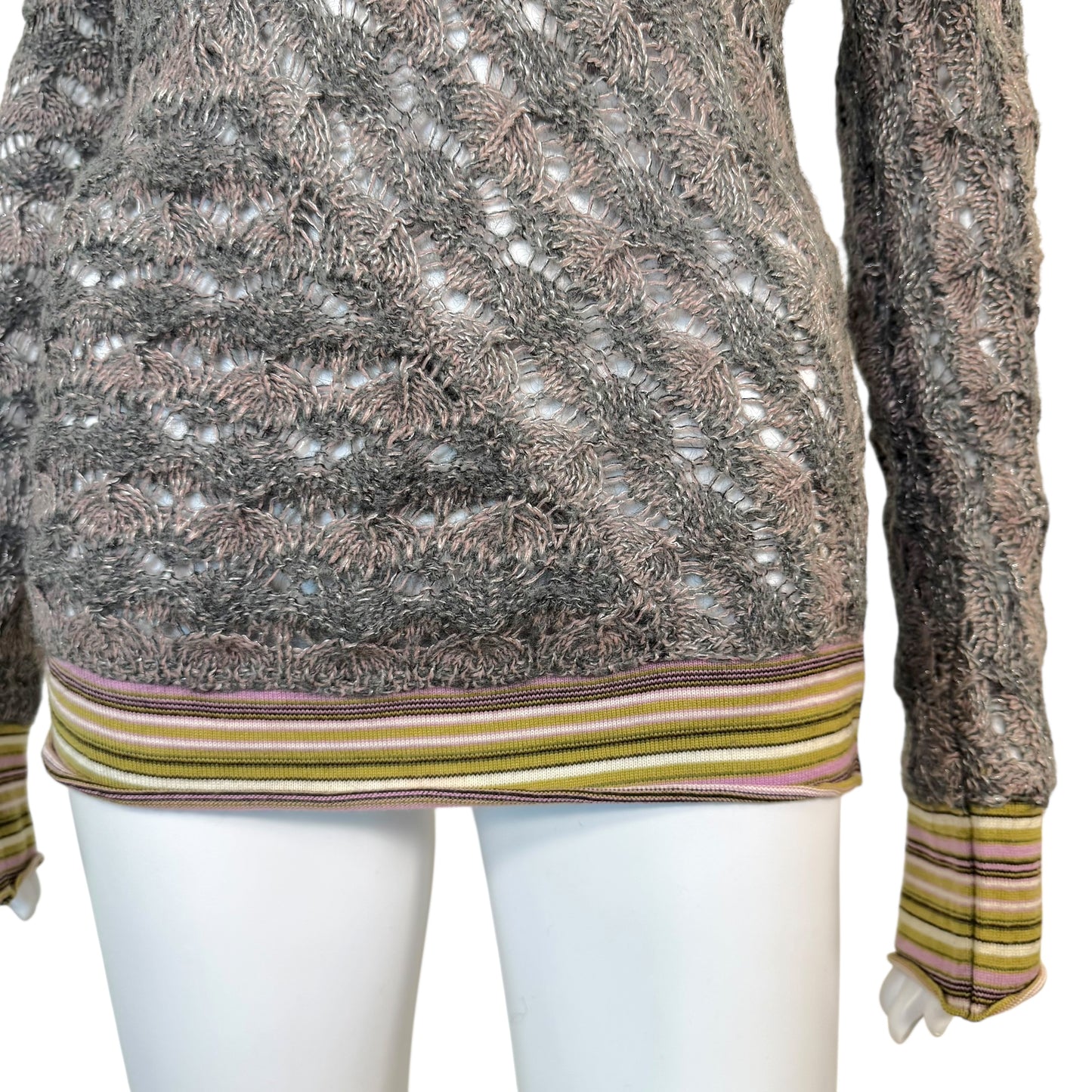 D&G Dolce & Gabbana Off the Shoulder Multicolor Knit Sweater - Outfit Repeater