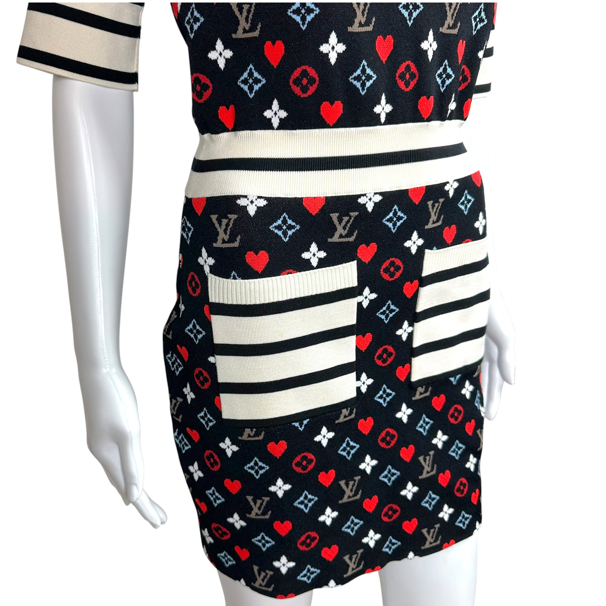 Louis Vuitton Mini Dress Navy Heart Knit Monogram