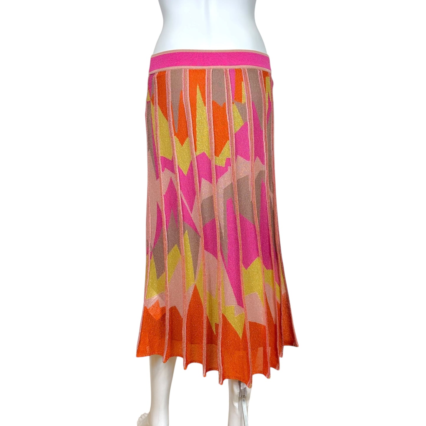 Missoni Pink & Orange Knit Flared Midi Skirt